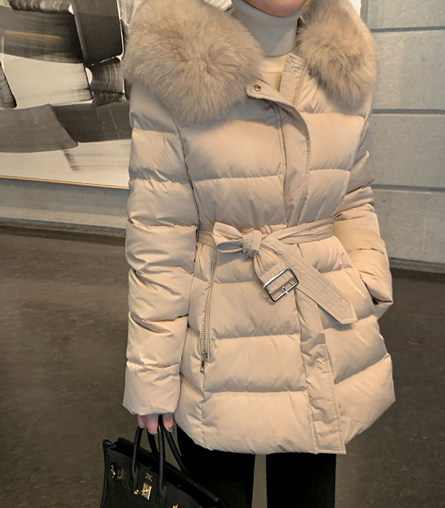 束腰狐狸鸭绒羽绒服