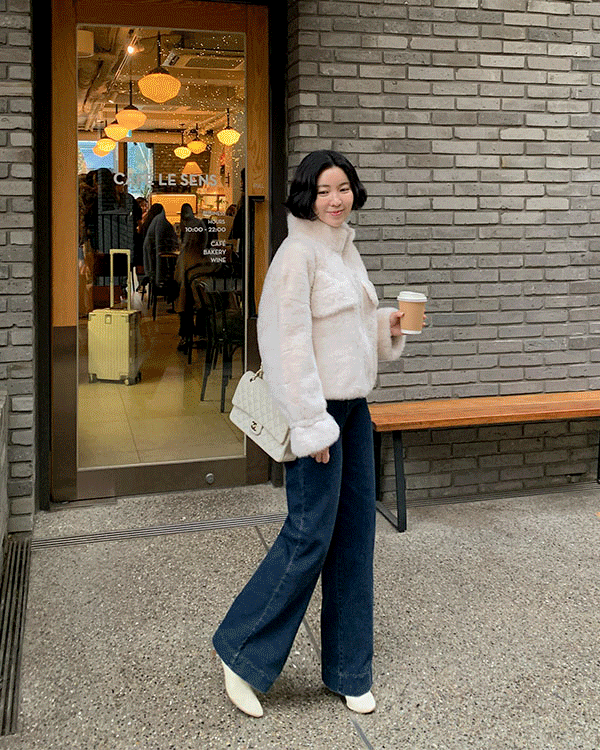 女式口袋水貂皮草