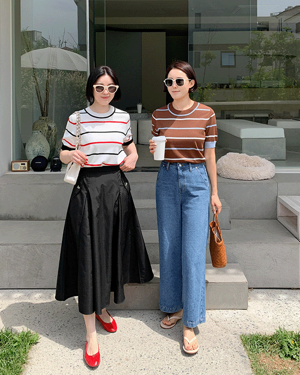 华丽线条短袖针织衫