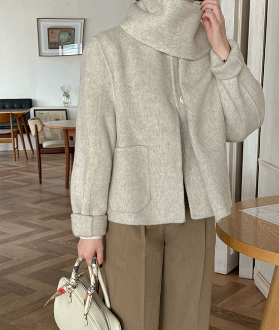围巾手工呢子大衣