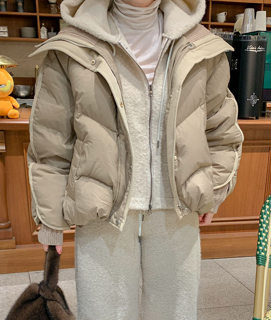 灰鸭绒羽绒服