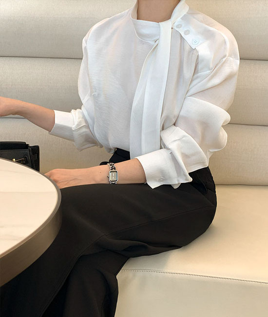 纽扣领带女式上衣