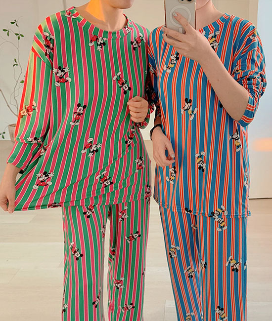 迪士尼条纹睡衣套装