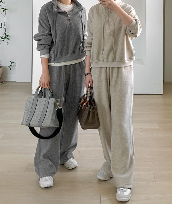 特里半拉链套装