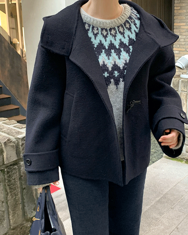 粗呢手工呢子大衣