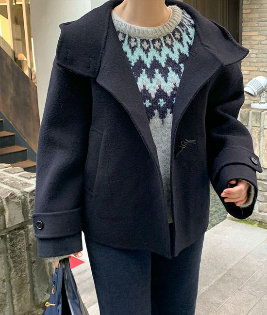 粗呢手工呢子大衣