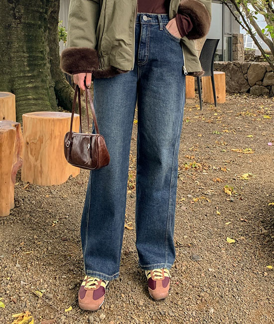 宽松加绒牛仔裤