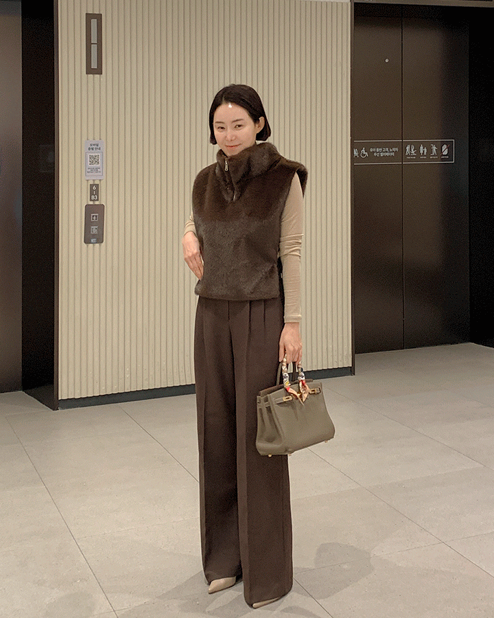 Coco Pintucks 大量长裤-加绒版。