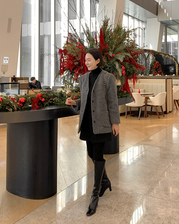 纯色羊毛呢子大衣