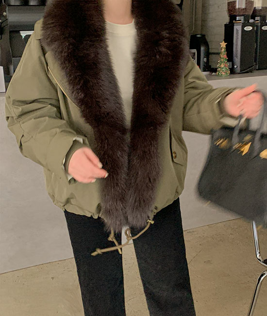 狐狸毛鸭绒野战裙羽绒服