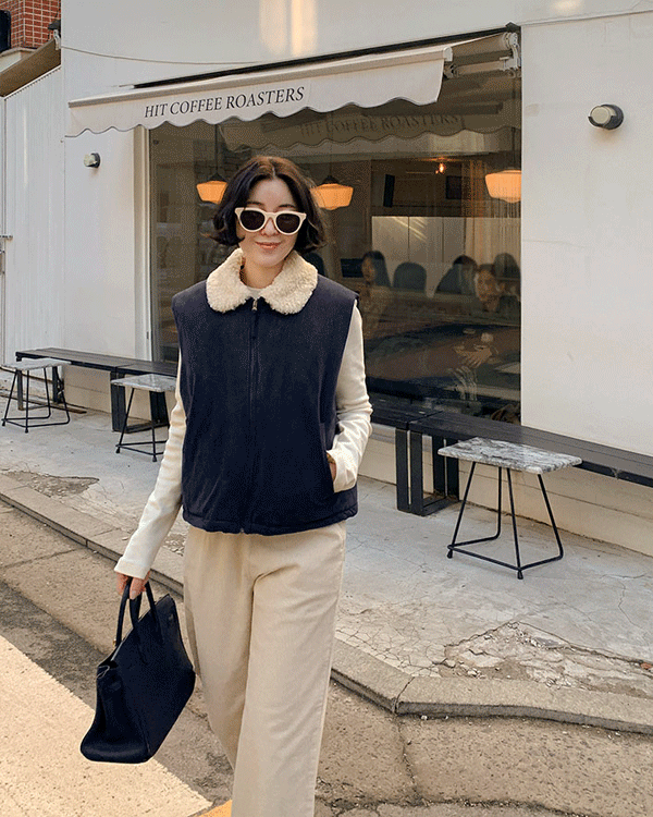 狼翻毛皮羽绒服马甲