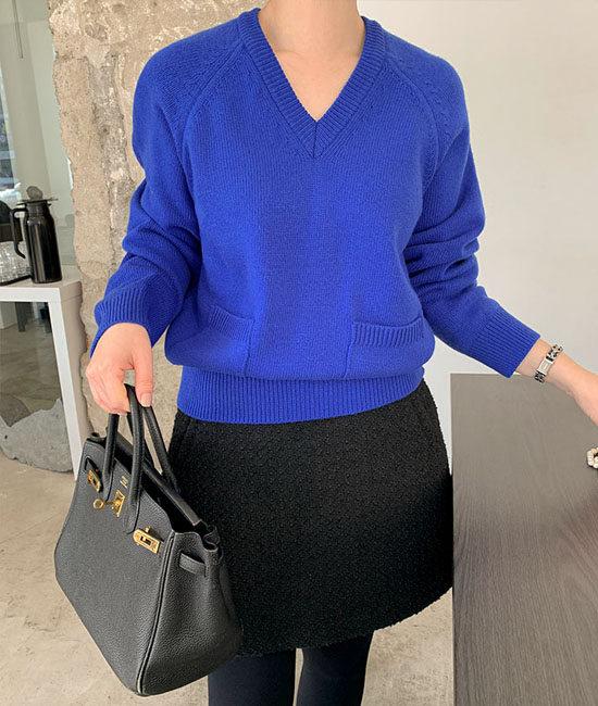 Mizu 羊毛100 V字款针织衫