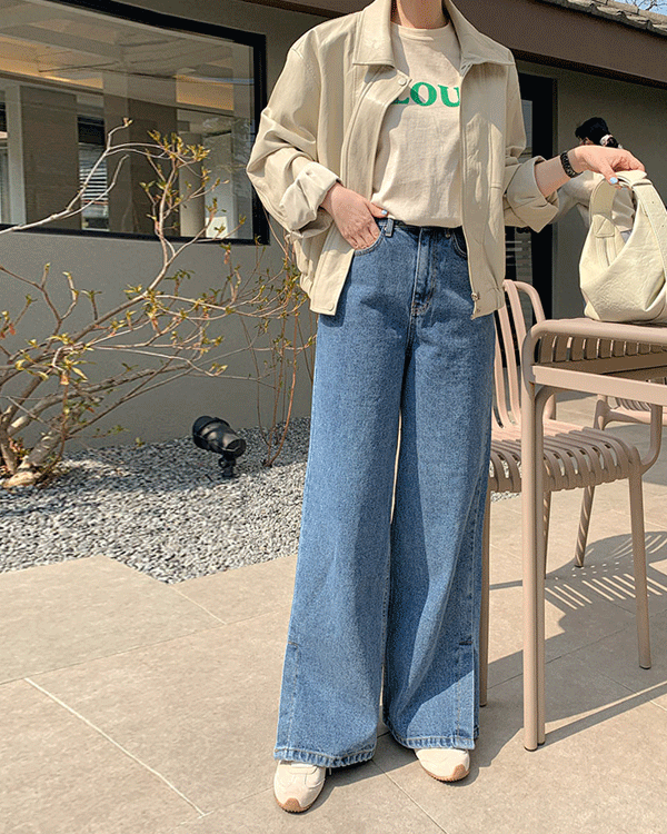 宽开衩牛肉短裤