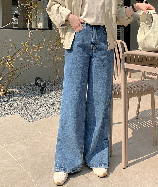 宽开衩牛肉短裤