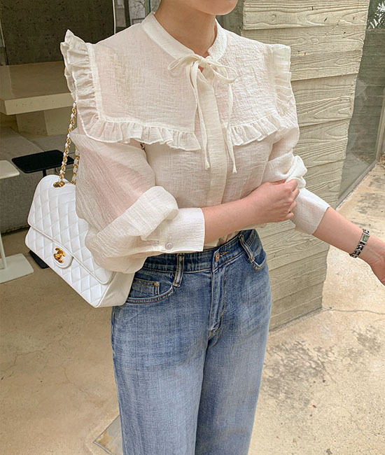 Lemain-领褶皱女衬衫