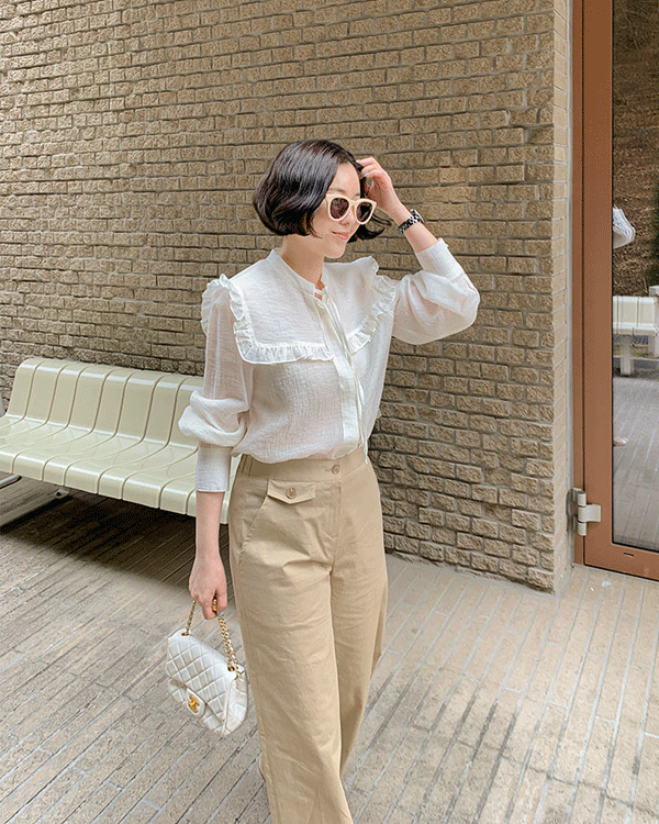 Lemain-领褶皱女衬衫