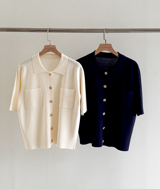 精致纽扣短袖衬衫