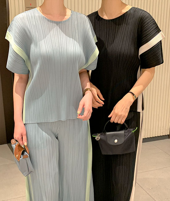 线条百褶套装