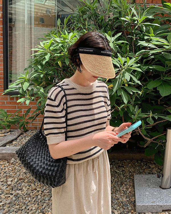 Cool条纹短袖针织衫