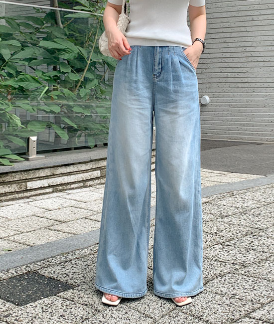 [Coco Black X Duwi C] Flow Wide Pintuck (牛仔色)